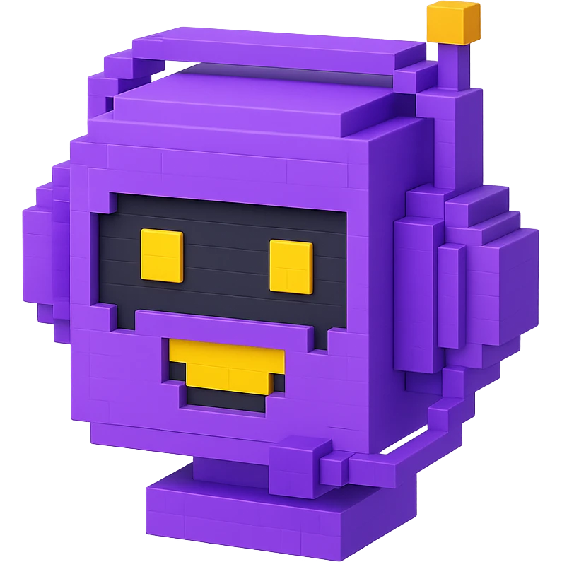 friendly robocop like ai sales teammate (head only) in purple color emoji