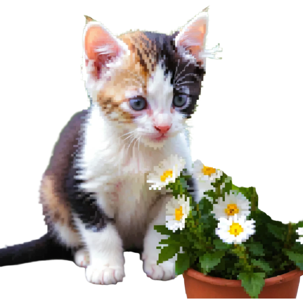 Kitten smells flowers emoji