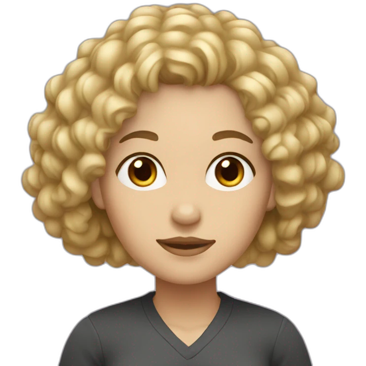 A white woman with curly dark brown hair and blonde streaks in the front emoji