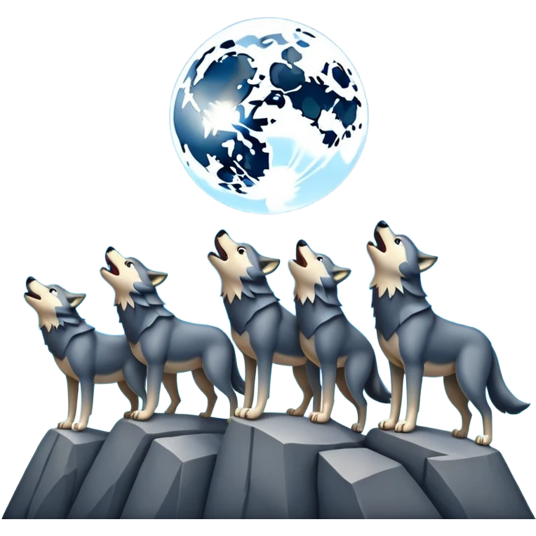 Wolf pack howling in different directions  emoji