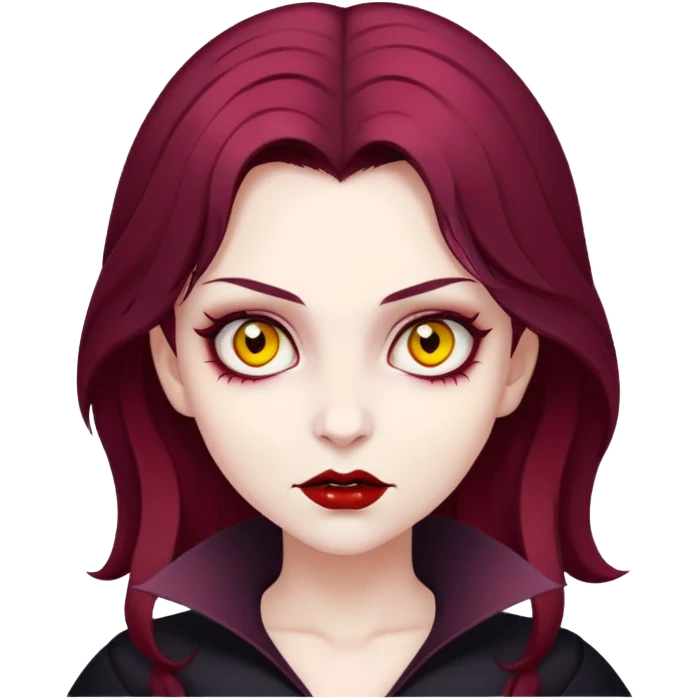 a vampire girl with marsala hair, yellow eyes, white skin emoji