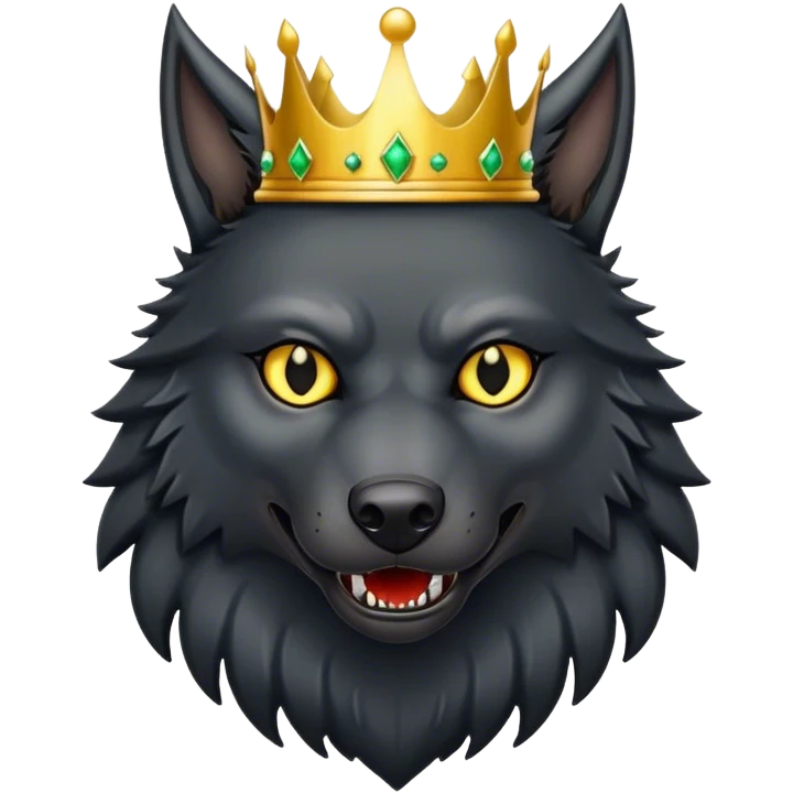 Scary Evil Black Wolf with Gold Crown emoji