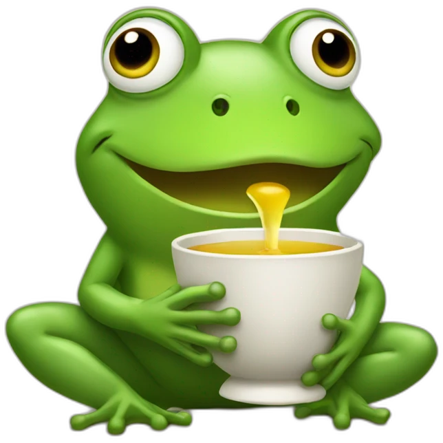 frog sipping tea emoji