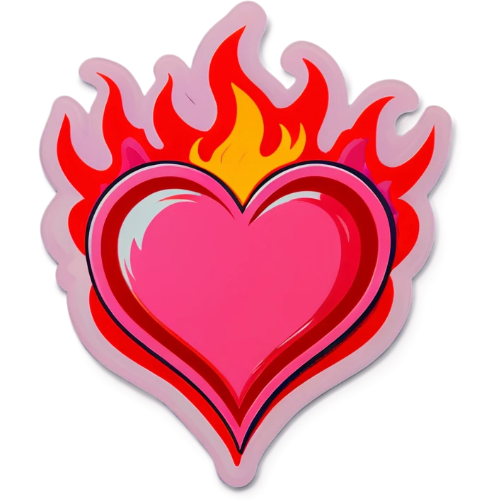 pink heart with red flames emoji
