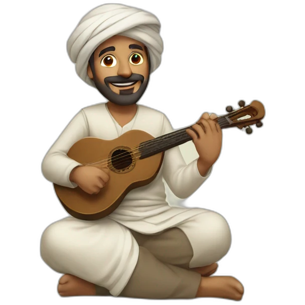 man playing Arabic luth emoji