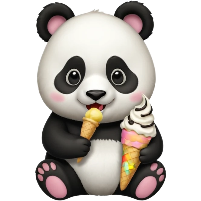 Panda eating ice cream emoji
