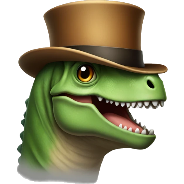 Dinosaur with a top hat emoji