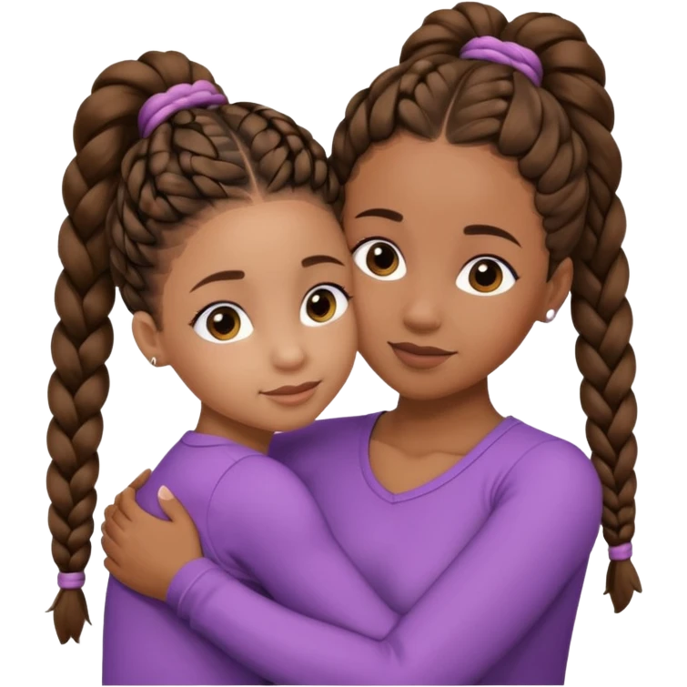 Black mom and daughter hugging. Mom has braids. And daughter has two puff ponytails. emoji