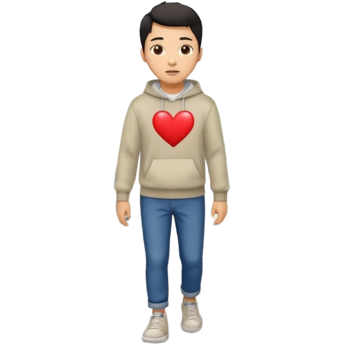 asian man with heart eyes falling down on sidewalk  emoji