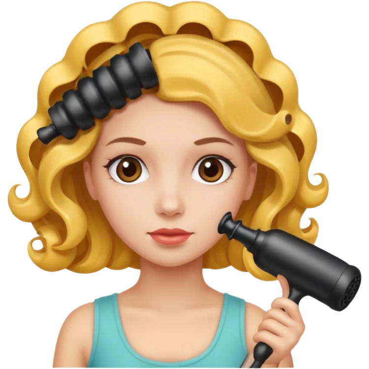 girl with hair curler on head emoji