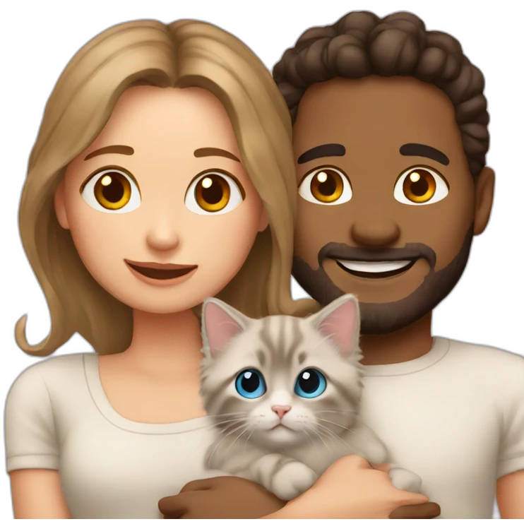 Couple with ragdoll kittens emoji