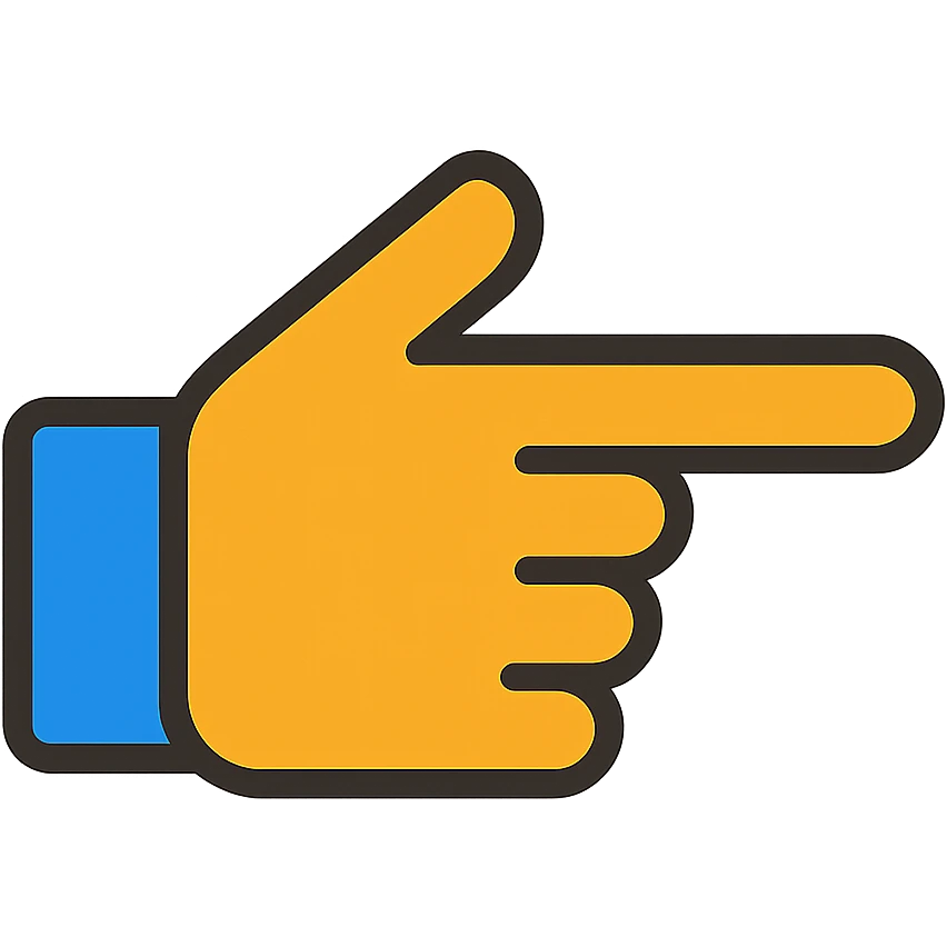 hand pointing, color outline icon style, black outlines emoji