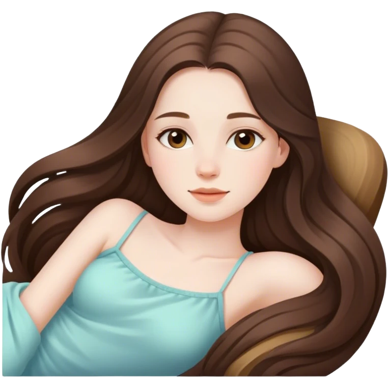  beautiful pale brunette girl with long hair relaxing emoji