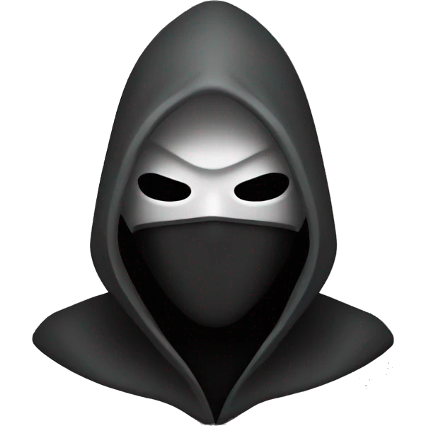 grayscale black mysterious masked hooded man emoji