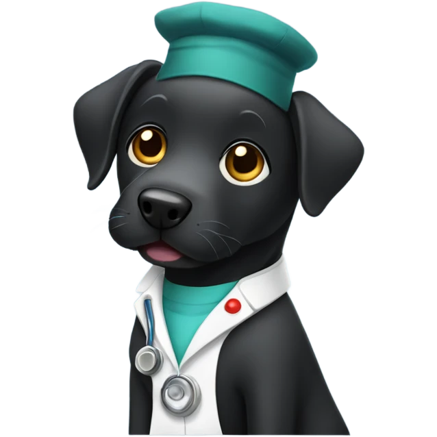 Black lab dressed as a doctor emoji