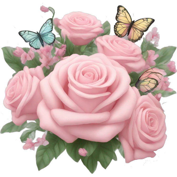 pastel pink bouquet with butterflies emoji