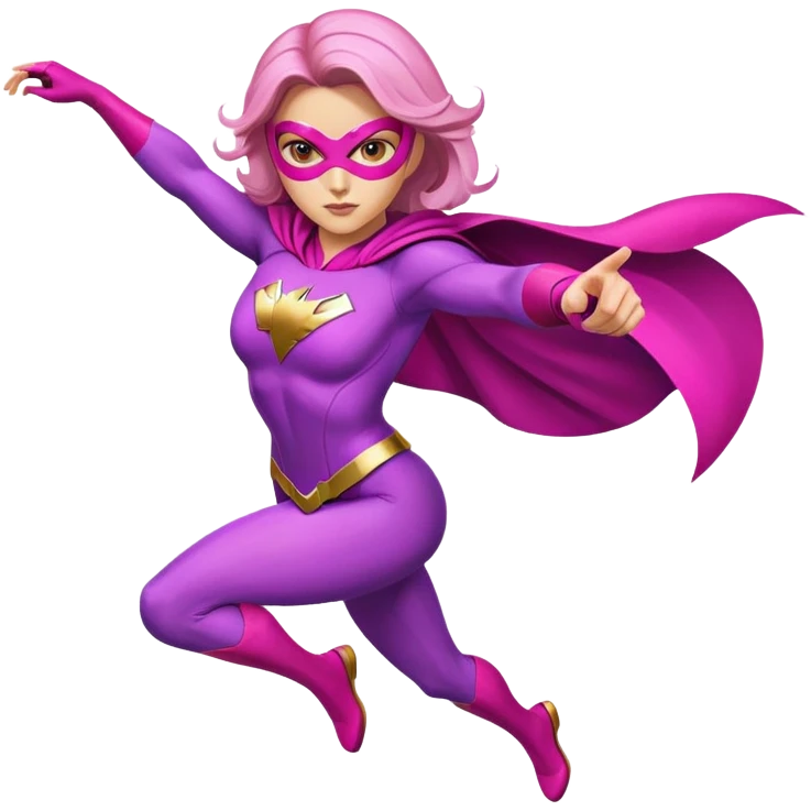 pink violet woman superhero flying emoji