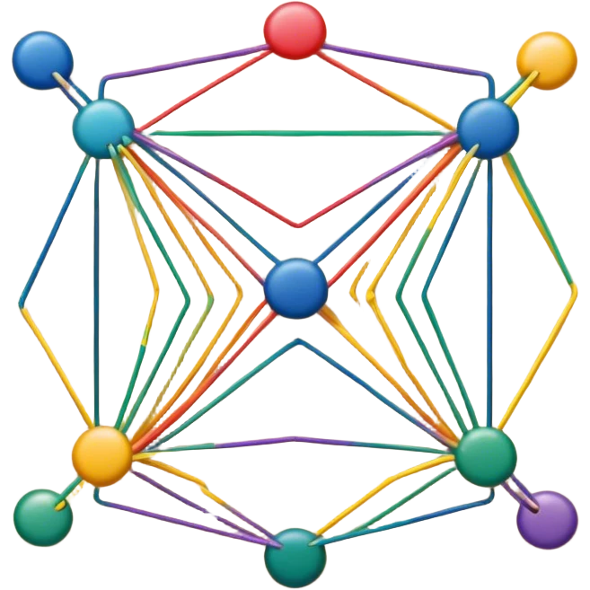 String art icon, colorful threads forming geometric patterns, pins on a board, minimalistic design, clean lines, vibrant colors, transparent background. emoji