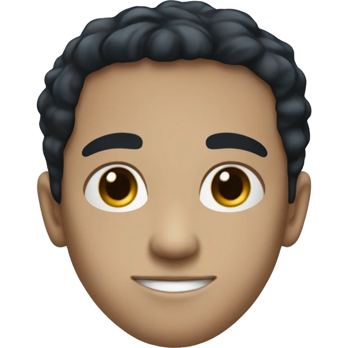 Youg whiteman with black hair, and bleu navy background, portrait emoji