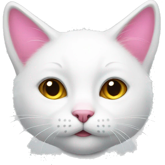 White fur cat with pink ears emoji