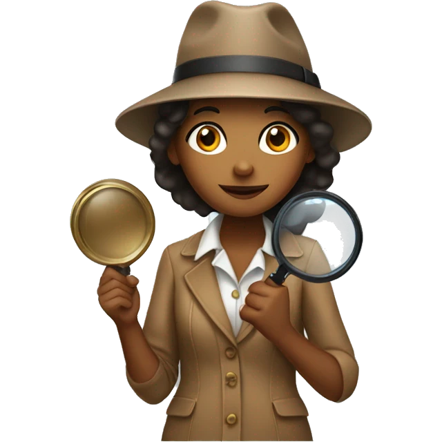 Brown girl with detective hat holding a magnifying glass  emoji