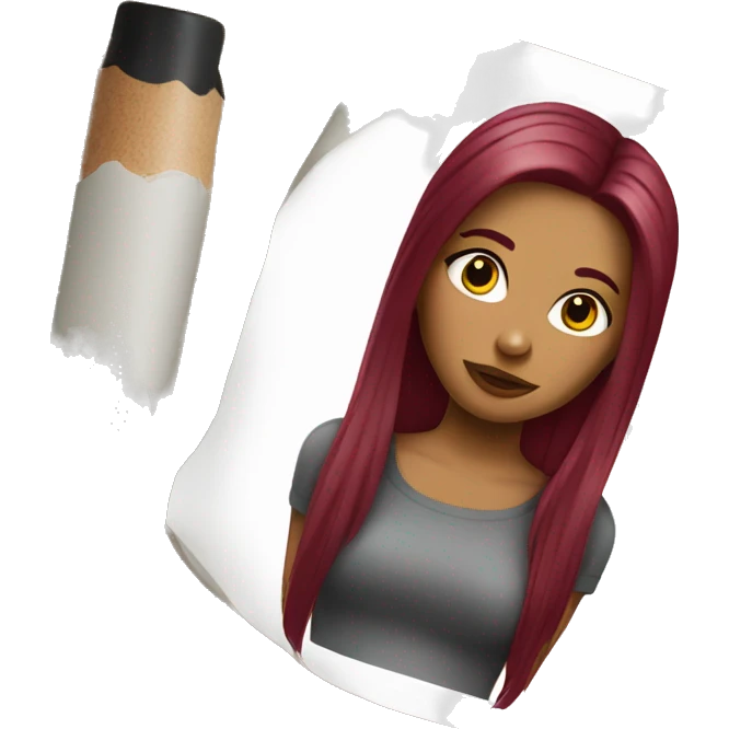 Tattooed woman with long straight burgundy hair emoji