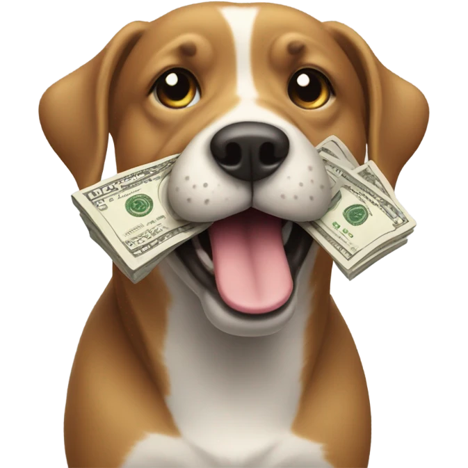 Dog holding money emoji