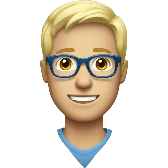Blond White guy with blue eyes and glasses emoji