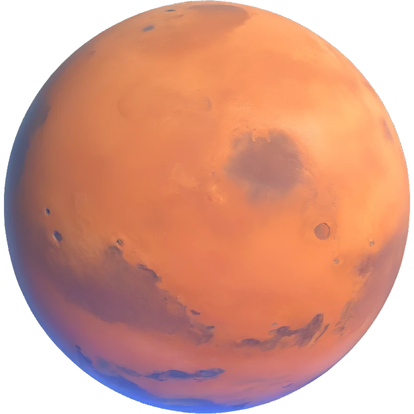 detailed Mars planet with surface features emoji