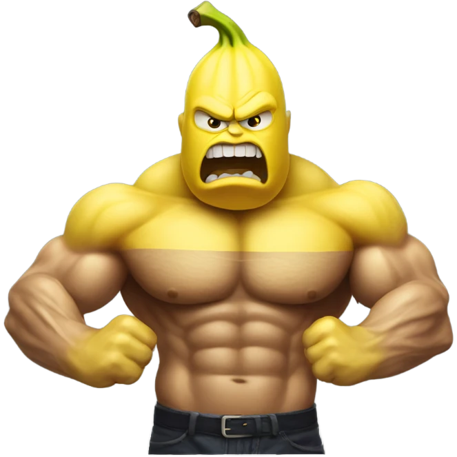 Very muscular angry banana man emoji
