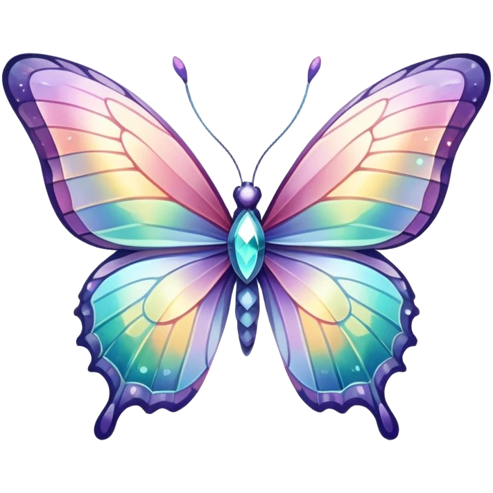 Pastel iridescent rainbow crystal butterfly emoji