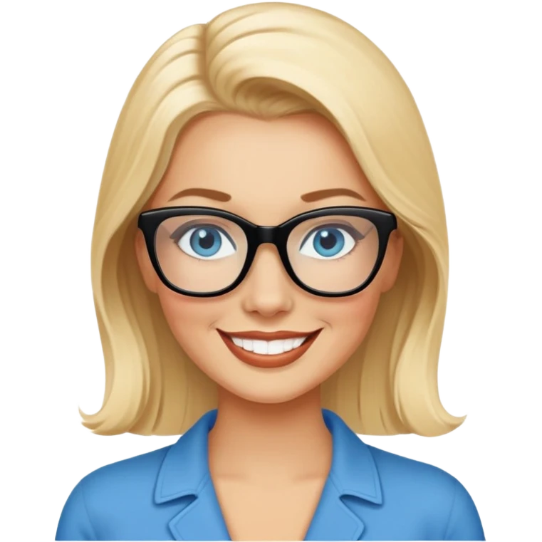 Photo Realistic 50's pin up,  blonde, black glasses and blue eyes full figure emoji
