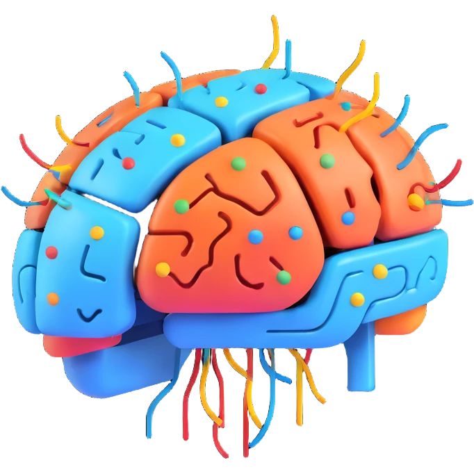 AI emoji, abstract brain with circuits, vibrant colors emoji