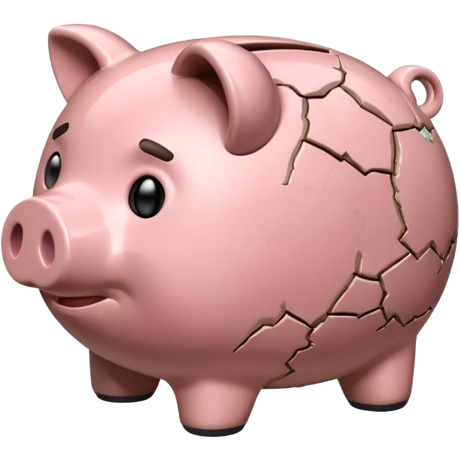 emoji of sad piggy bank, right view emoji