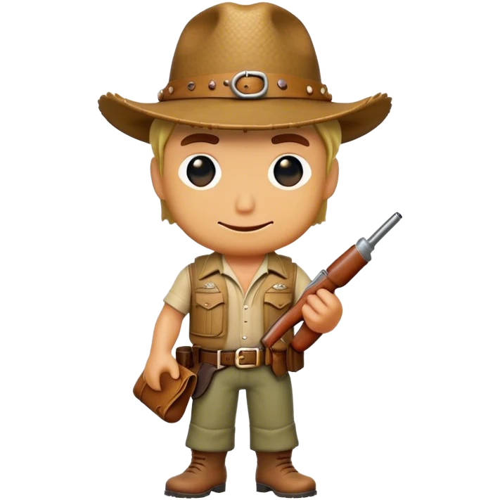 Cinematic Realistic Crocodile Dundee Pop Culture Emoji, depicted with rugged charm and adventurous spirit rendered with lifelike detail and cinematic lighting. emoji