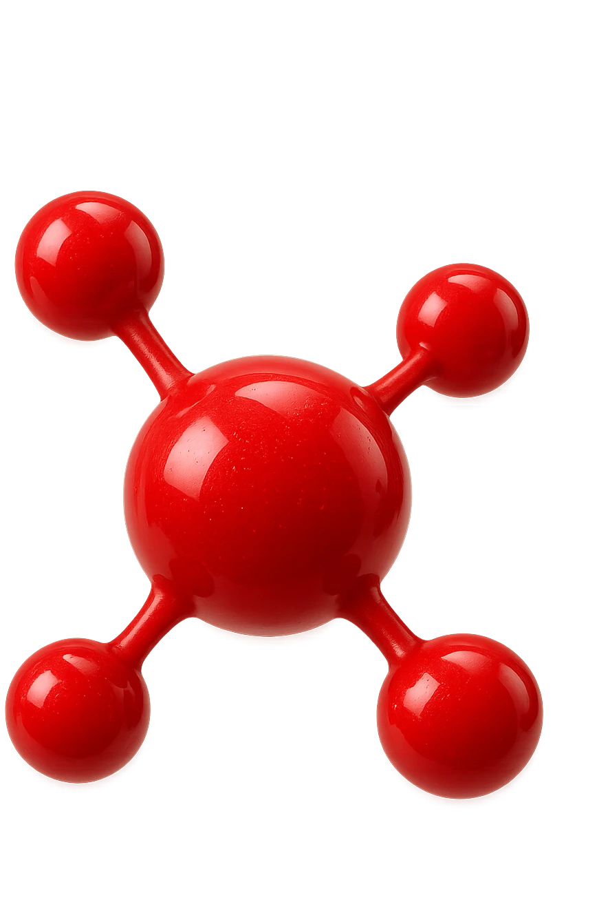molecola chimica rossa, iperrealistico 4k, isolato su sfondo bianco, iperrealistico 4k, isolato su sfondo bianco emoji
