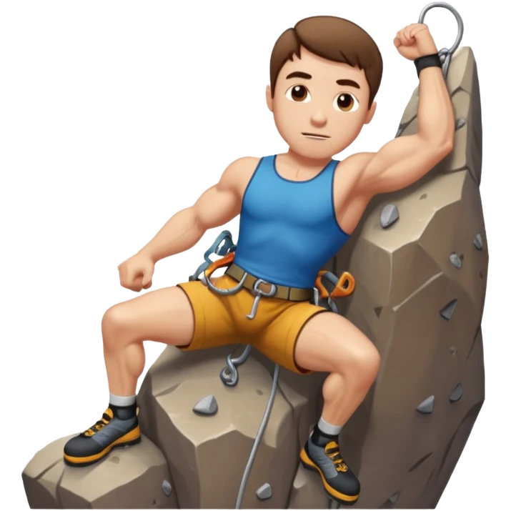 A white man with short brown hair, indoor rock climbing   emoji