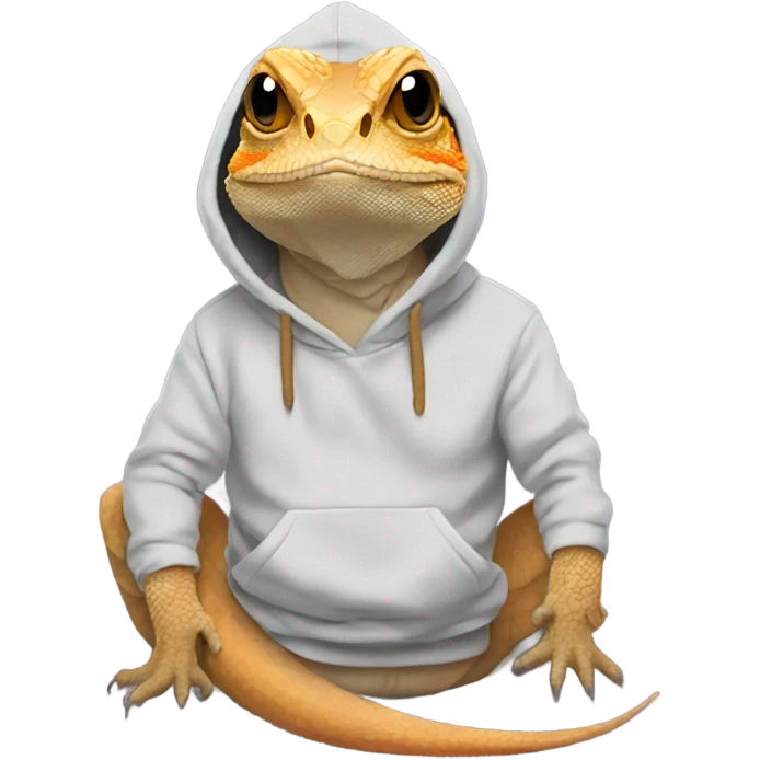 Disappointed bearded dragon in a hoodie emoji
