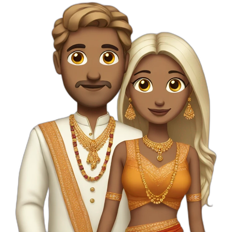 White couple Indian outfit emoji