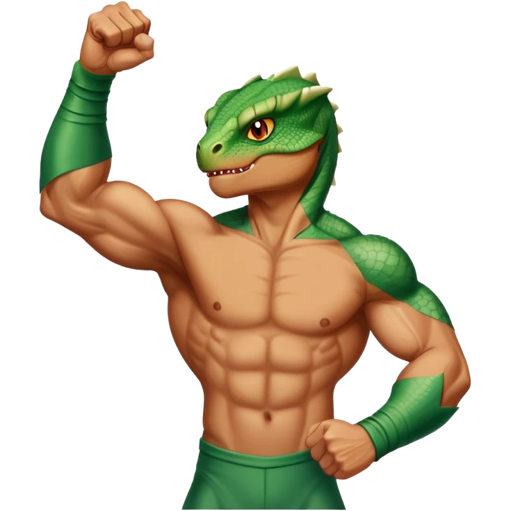 Octillion lizard person giving the fight, the power raised fist sign emoji