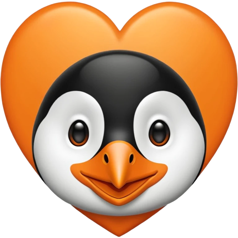 orange heart with a penguin face in the centre emoji