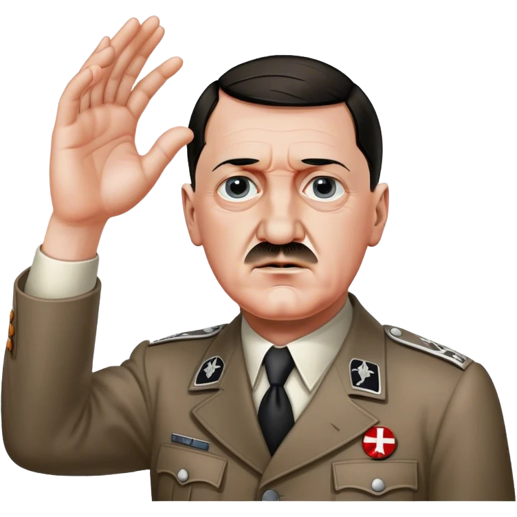 Adolf Hitler, der mit Gehirn dargestellt ist und die Hand ausstreckt emoji