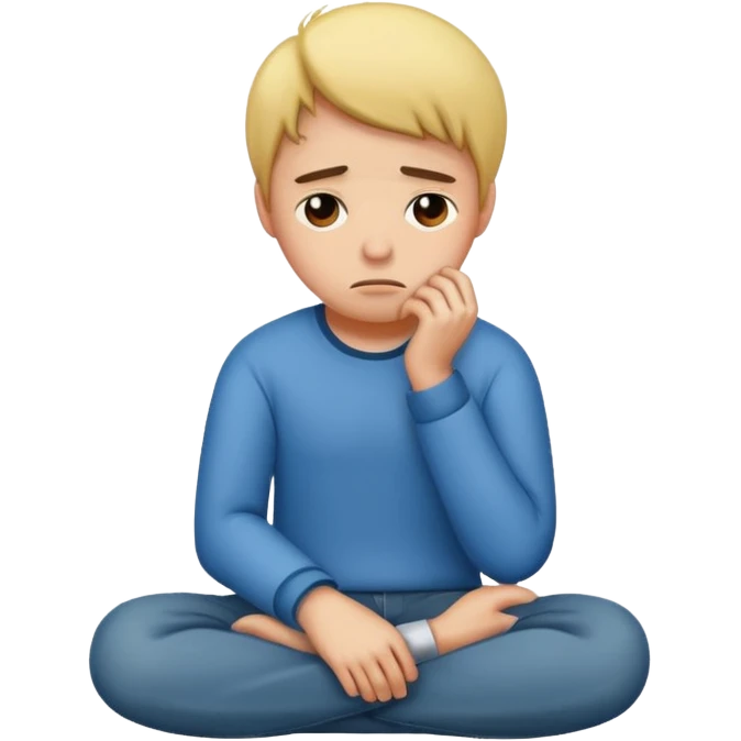 A person sitting with sad feeling emoji