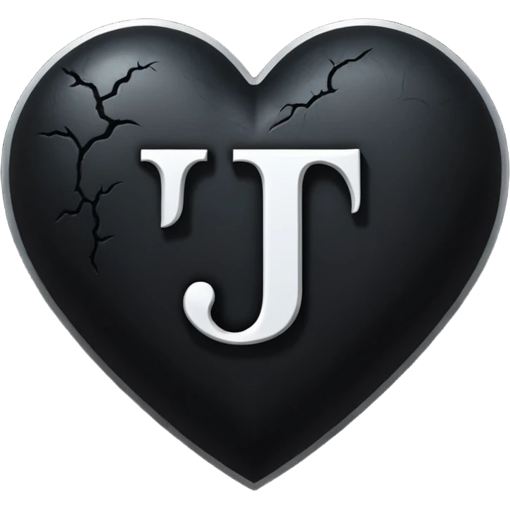 Can you make a black heart with a white letter in the middle in a gothic style, the letter is J emoji