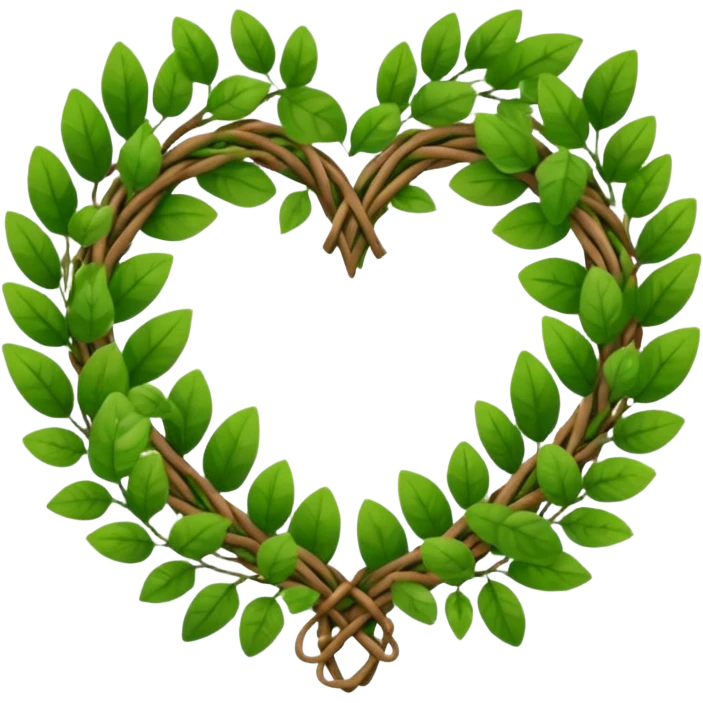 nature wreath heart, boho beautiful  green emoji