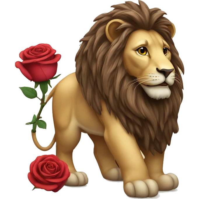romantique, lion, rose emoji