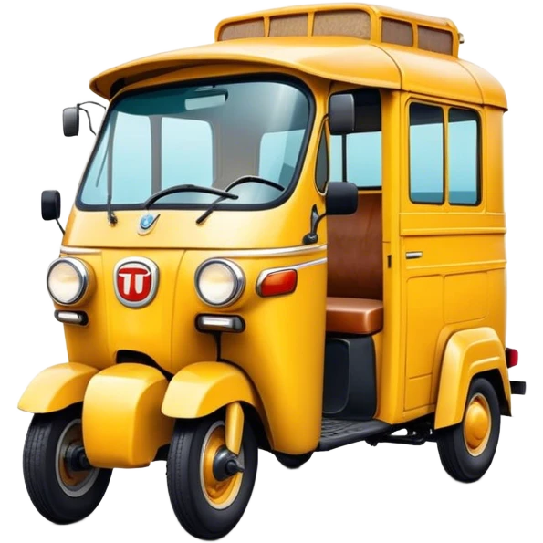 Cinematic Realistic Tuk Tuk Pop Culture Emoji, featuring a vibrant portrayal of the iconic Thai tuk tuk rendered with dynamic textures and lively, urban lighting. emoji