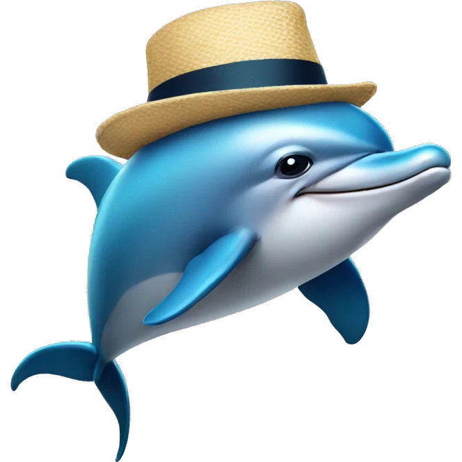 dolphin with a hat emoji