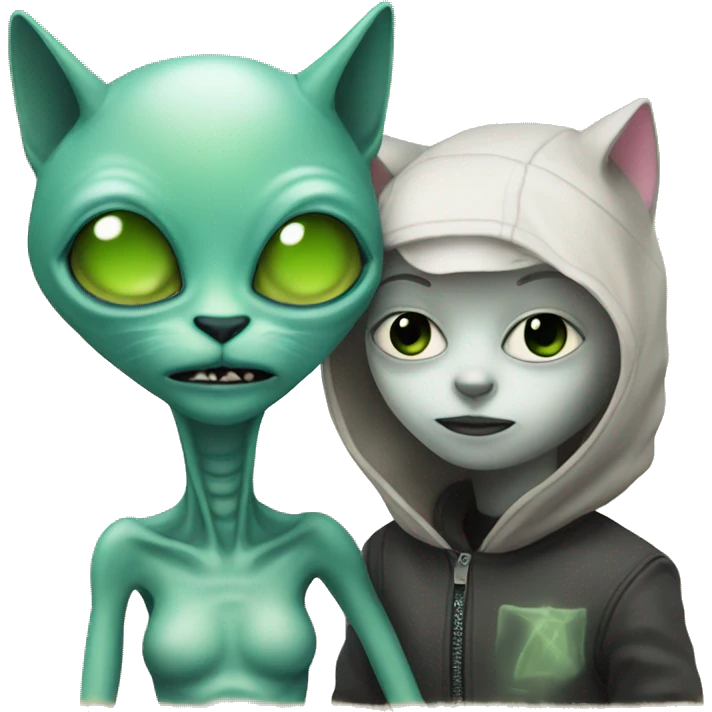 alien with cat emoji