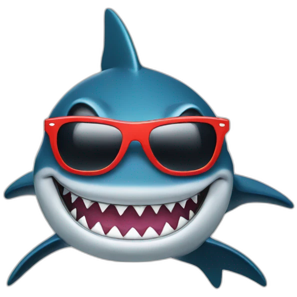 A shark with Sunglasses and a cappy emoji